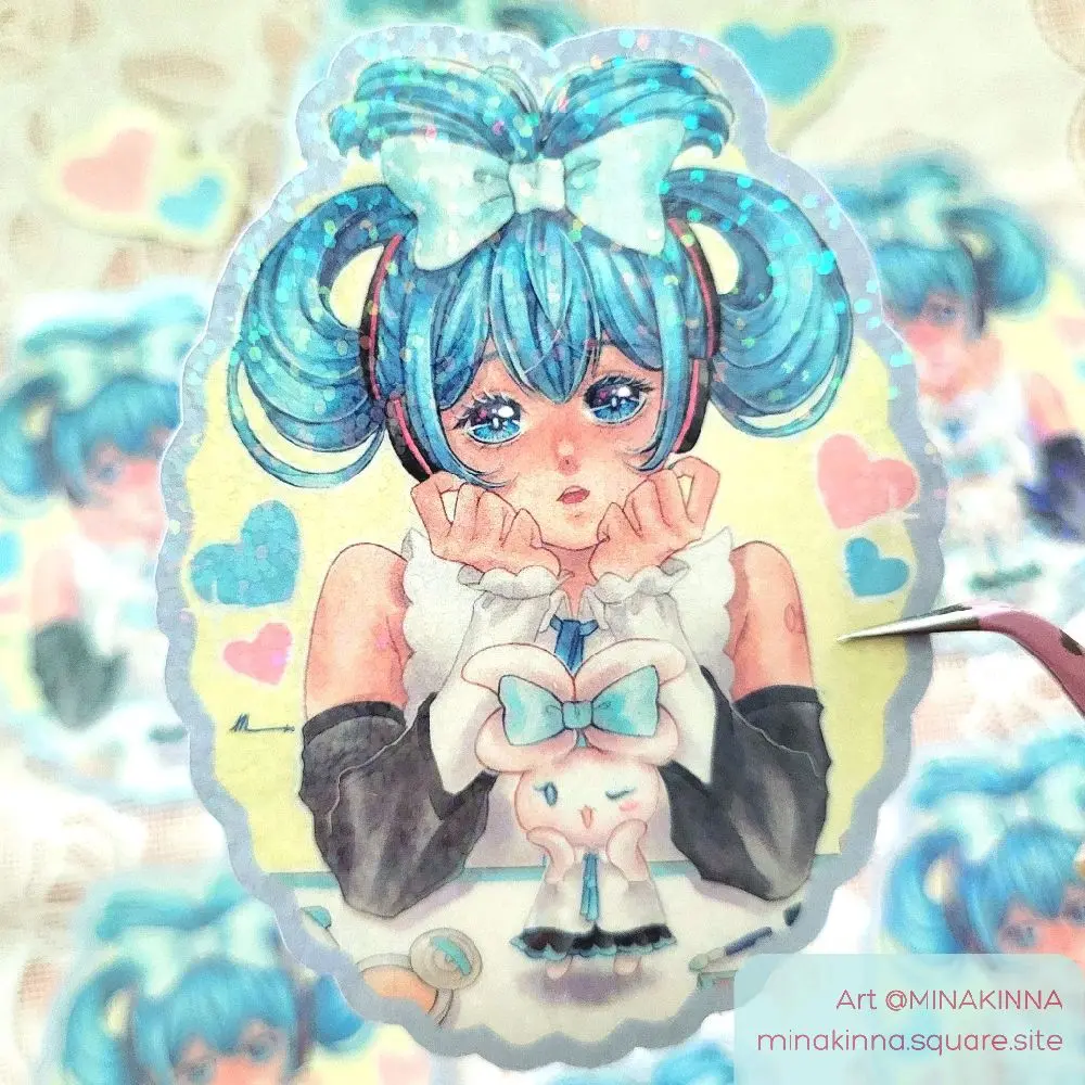 Cinnamiku | 3.5" Vocaloid/Sanrio Stickers (Holographic)