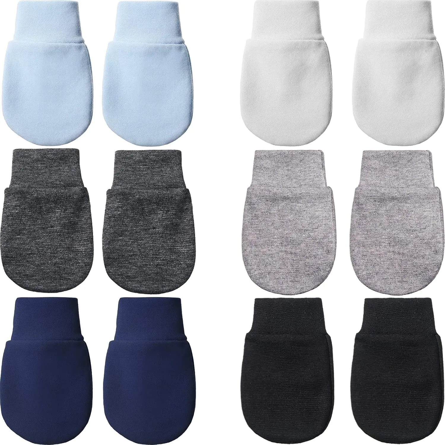 Unisex Infant Anti-Scratching Gloves (6 Pairs, 3-9 Months) - Soft Breathable Cotton, Elastic Band, Classic Colors, Clothing Accessory, 3.9x2.7 Inches, Exquisite Craft, Machine Washable, Ideal for Home, Baby Shower Gift
