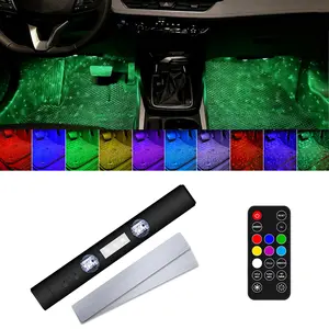 Wireless Car LED Light Interior Multicolor LED RGB Ambient Lighting with Remote Control USB Rechargeable Inside Neon Starry Lamp for Cars Trucks SUVs Footwell Home Decoration