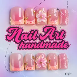 Y2K Style Press-On Nails, 10pcs Handmade Artificial Nails, XS-S-M-L Sizes, Perfect for Parties, Party Nails, Kawaii Nails, Includes Jelly Glue, Crystal Stick, File