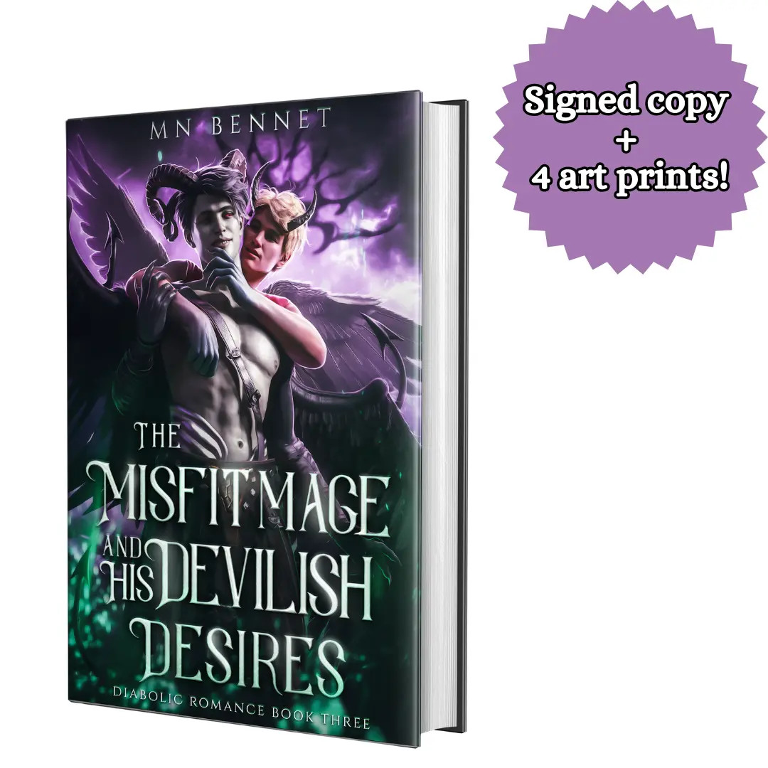 The Misfit Mage and His Devilish Desires by MN Bennet - Signed Paperback + 4 Art Prints