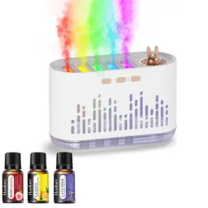 Colorful flame humidifier diffuser, dynamic music humidifier with colored flames, sound spray, aromatherapy essential oils, 7-color night light, automatic shut-off, timer, suitable for home bedroom, living room, office, Christmas gift