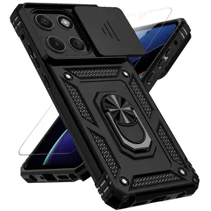 For Moto G Stylus 2025 6.7-inch Case with Slide Camera Cover HD Screen Protector [Military Grade 16ft. Drop Tested] Magnetic Ring Holder Kickstand Protective Phone Case