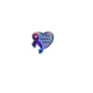 Stop Domestic Violence 3x3 Inch Holographic Vinyl Sticker for Awareness and Safety