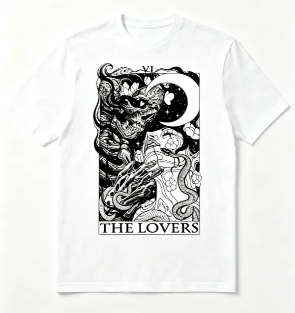 Tarot Shirt 'The Devil' Cards Washed Tee Tarot lover for Women's Vintage Tshirt Fit Everyday Cotton Piece