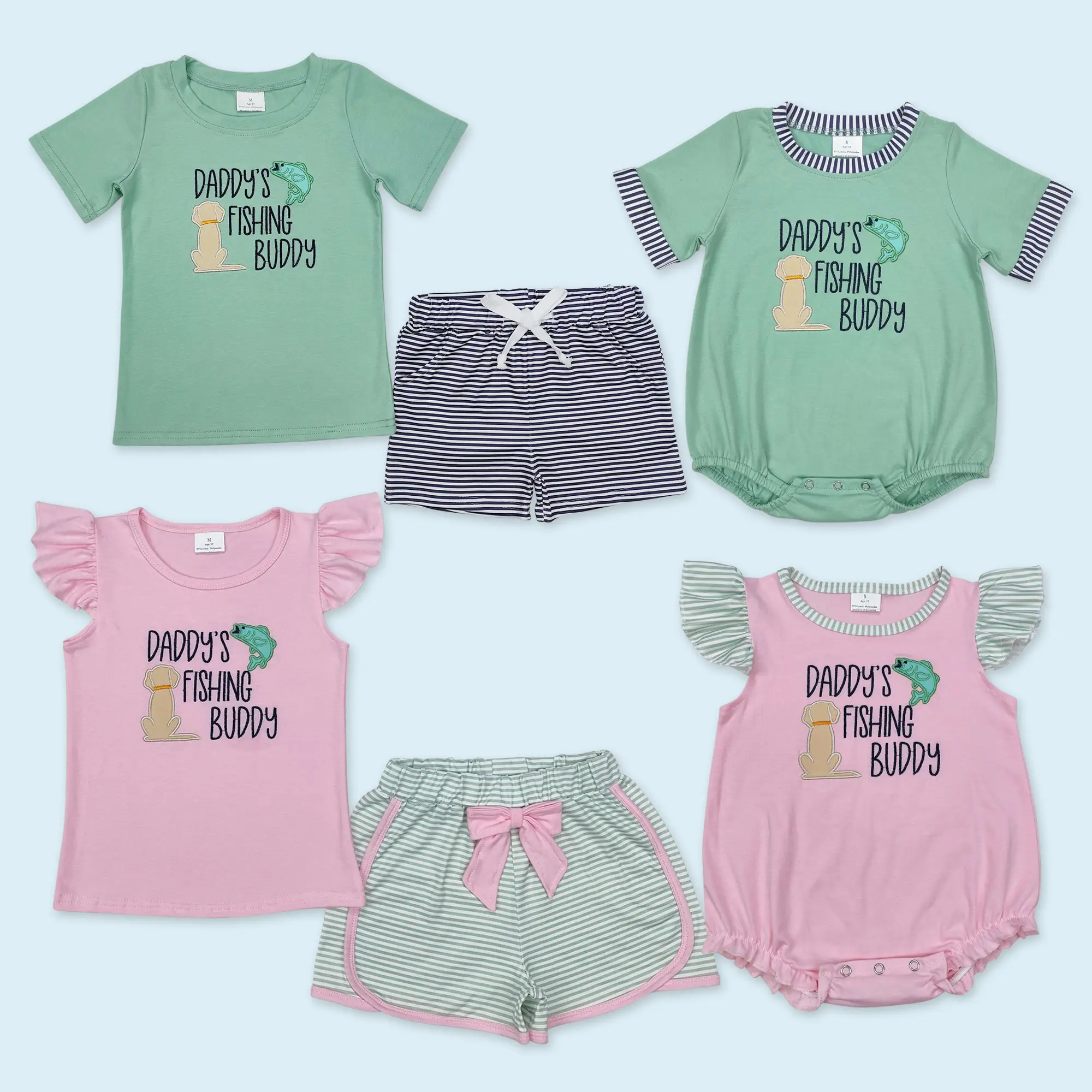Daddys fishing buddy kids girls summer outfit