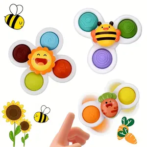 Roylanz 3pcs Suction Cup Spinner Toys Set, Round, Durable Toddler Baby Sensory Toys, Cute Cloud Theme, Travel, Portable & Holiday Gifts for Kids