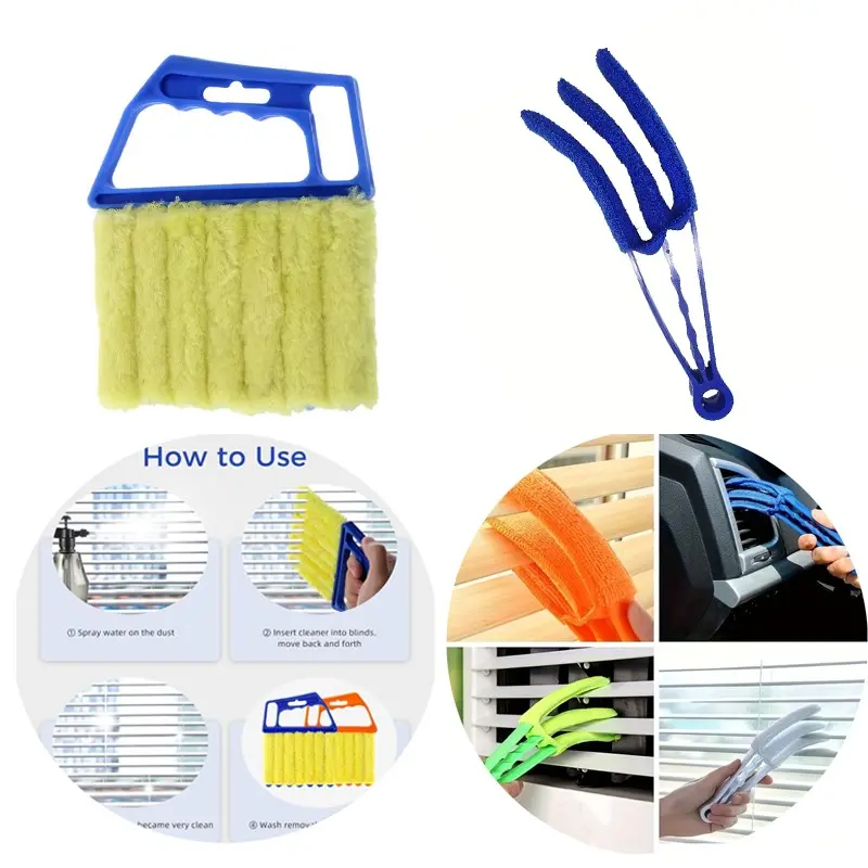 2-Pack Reusable Blind Cleaner Set, Washable Dusting Tool for Car Ac Curtains, Crevice Cleaning Brush for Louvers, Multi-Purpose Vent Scrubber
