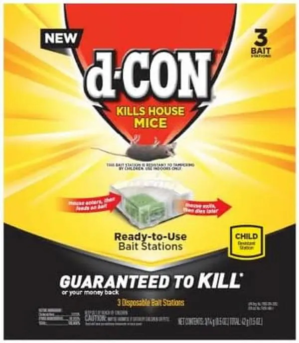 d-Con Disposable Corner Fit Mouse Bait Station, 0.5 Oz (Pack of 3)