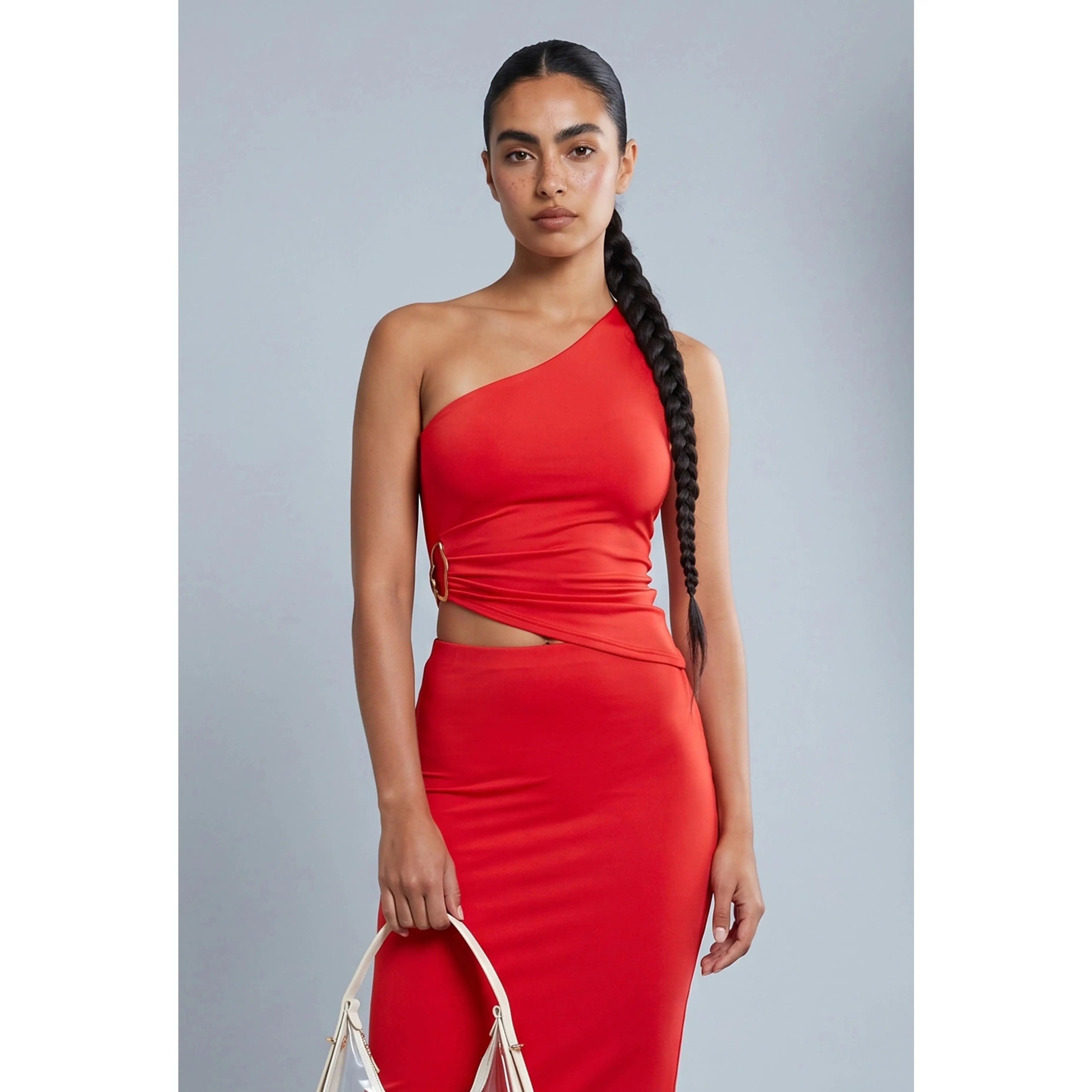 Jocelyn Metallic Detail Asymmetrical Top