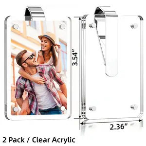 Car Sun Visor Photo Holder 2 Pack, Magnetic Clear Acrylic Picture Frame for 6x9 Photos, Horizontal Vertical Display Snap-On Frames Holders for Polaroid Instax Mini, Universal Car Interior Decoration Accessory Gift for Couples Pet Lovers DIY Personalized