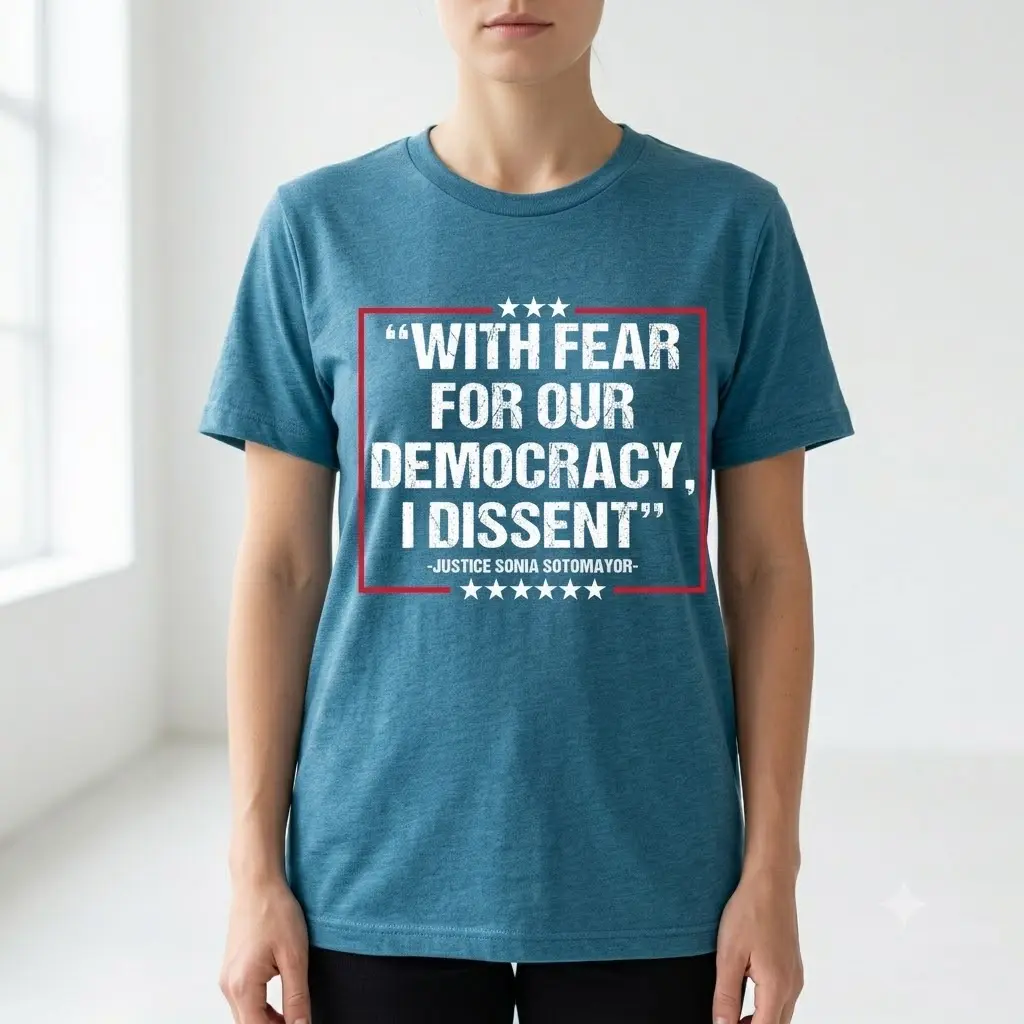Comfort Colors With Fear for Our Democracy I Dissent Shirt, Justice Sonia Sotomayor Quote Tee, Patriotic Political Graphic T-Shirt, Civic Engagement Shirt, Unisex Comfort Colors Tee - CALVIN WRIGHT2