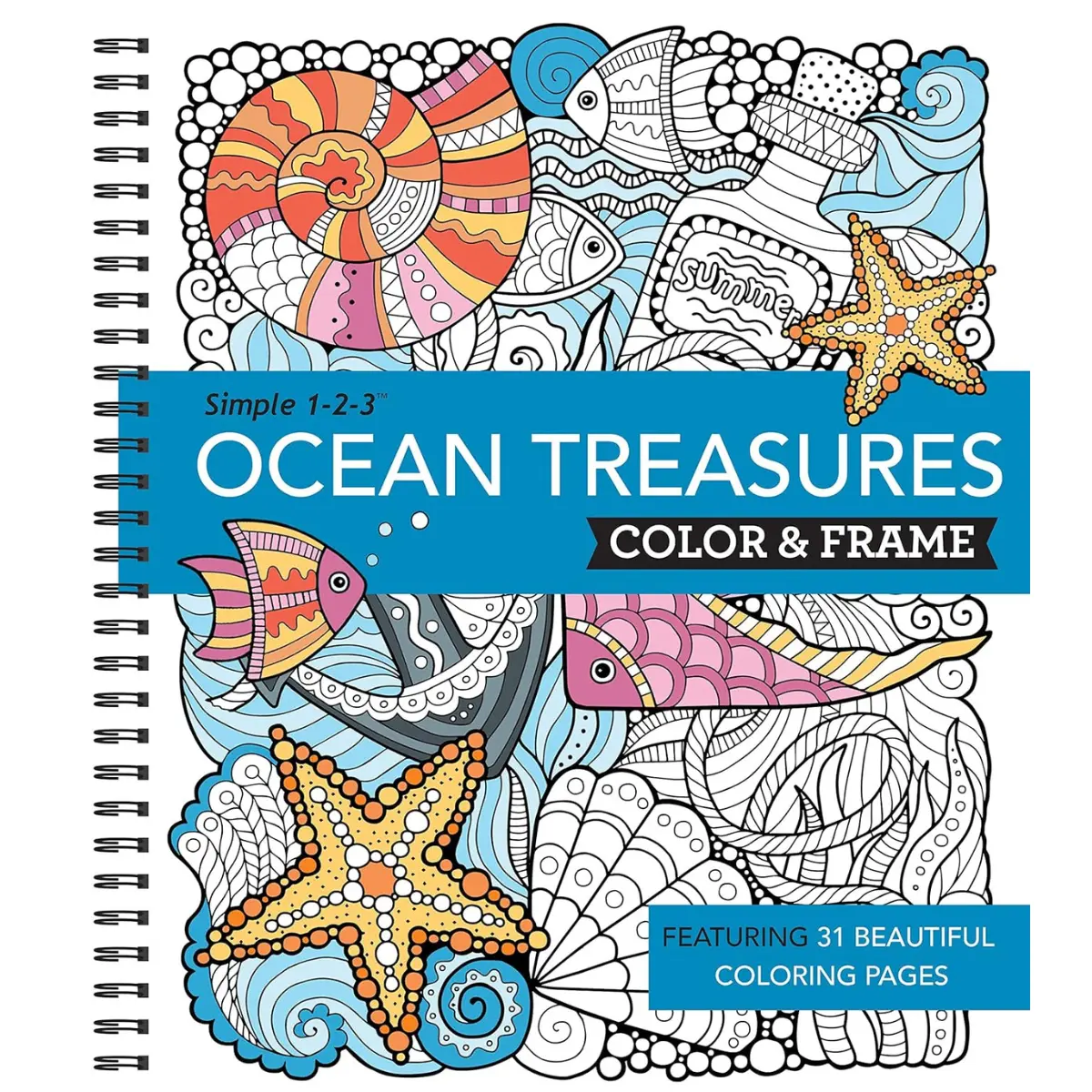 Color & Frame - Ocean Treasures (Adult Coloring Book) Spiral-bound