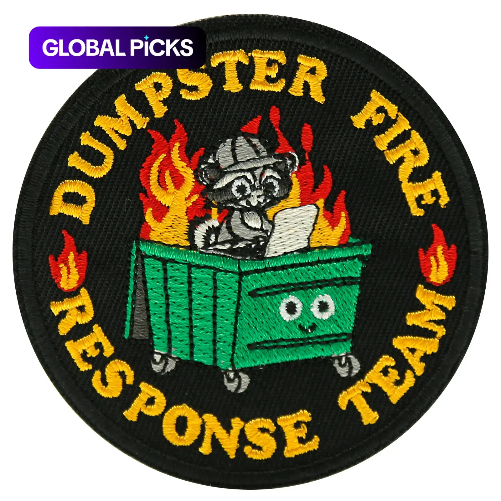 1 Count Dumpster Fire Response Team Patch, Funny Stylish Embroidered Hook-and-Loop Patch, Humorous Animal Appliqué Applique for Backpacks, Trucker Hats, Dog Harnesses and Jackets #GLOBAL PICKS