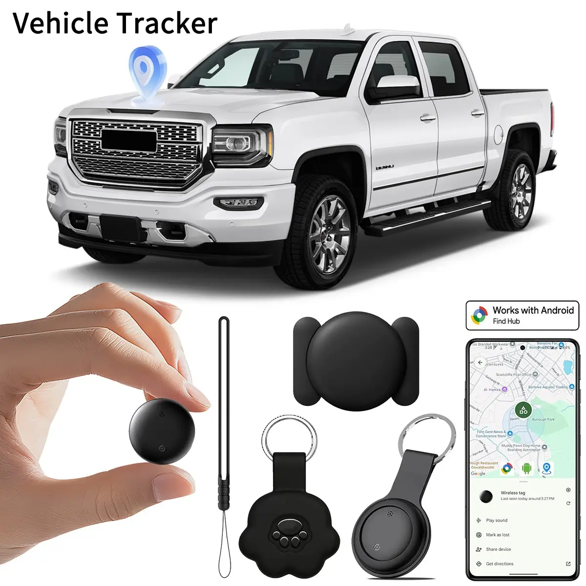 Android Tracker Tag, Google-Certified Smart Tracker, Compatible with Google Find Hub, IP67 Waterproof Smart Tracking Tag, Replaceable Battery, Anti Lost Wireless, Wireless Tag for Keys, Luggage, Pets (Android Only)