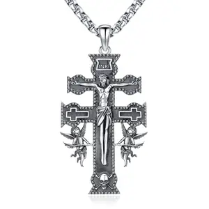DRINSPER Cruz De Caravaca Plata 925, 925 Sterling Silver Caravaca Cross Necklace