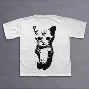 Cat pattern Y2K T-shirt, unisex vintage pattern T-shirt, gothic style Y2K emo scene Amity Affliction style clothing, unisex streetwear