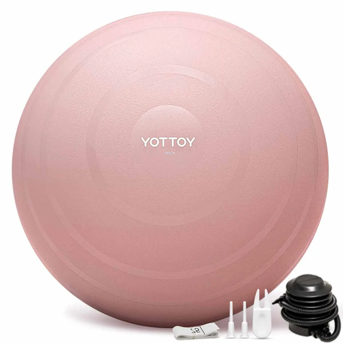 YOTTOY 65cm Anti-Burst Extra Thick Non-Slip Stability Ball - Home Workout At Home Gym Training & Workout Equipment for Yoga, Pregnancy Support, Office Sitting (With Pump, Pink)
