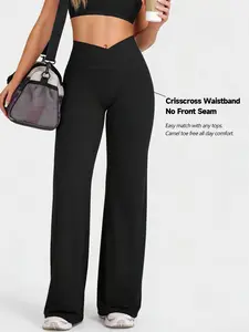 Women's Cross Waist Seamless Yoga Pants, Comfortable Straight Leg Workout Tights, Seamless Leggings, High Waisted Leggings, Gym Leggings, High Waist Stretchy, High Waist Activewear, Ideal for Fitness and Daily Wear, Butter-Soft Fabric