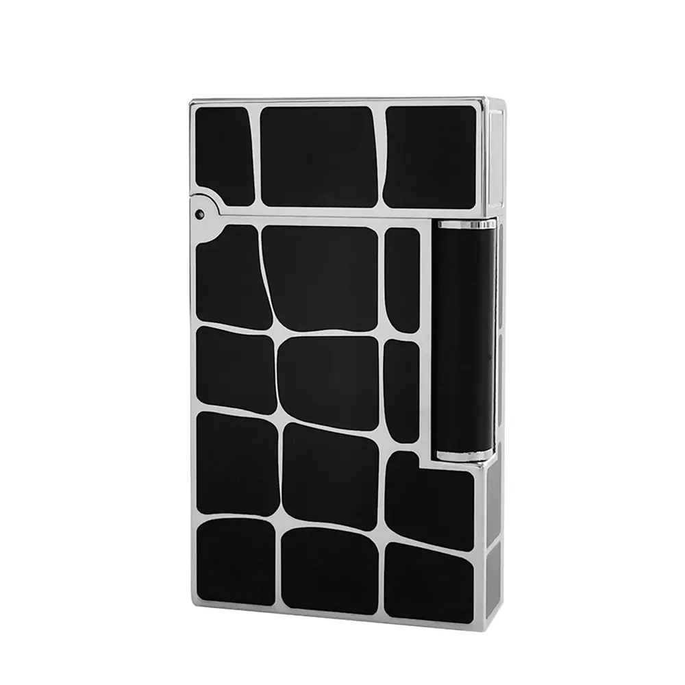 DPT checkered black lacquer Metallic refillable lighter (NO FUEL) Silver Gift boyfriend Box gift bf