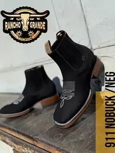 Botin para Hombre Piel Genuina Gamuza / Genuine Leather Men’s  Square Toe Chelsea Boots Ankle Boots