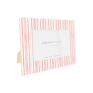 The Cabana Stripe Horizontal Picture Frame - Coral Pink