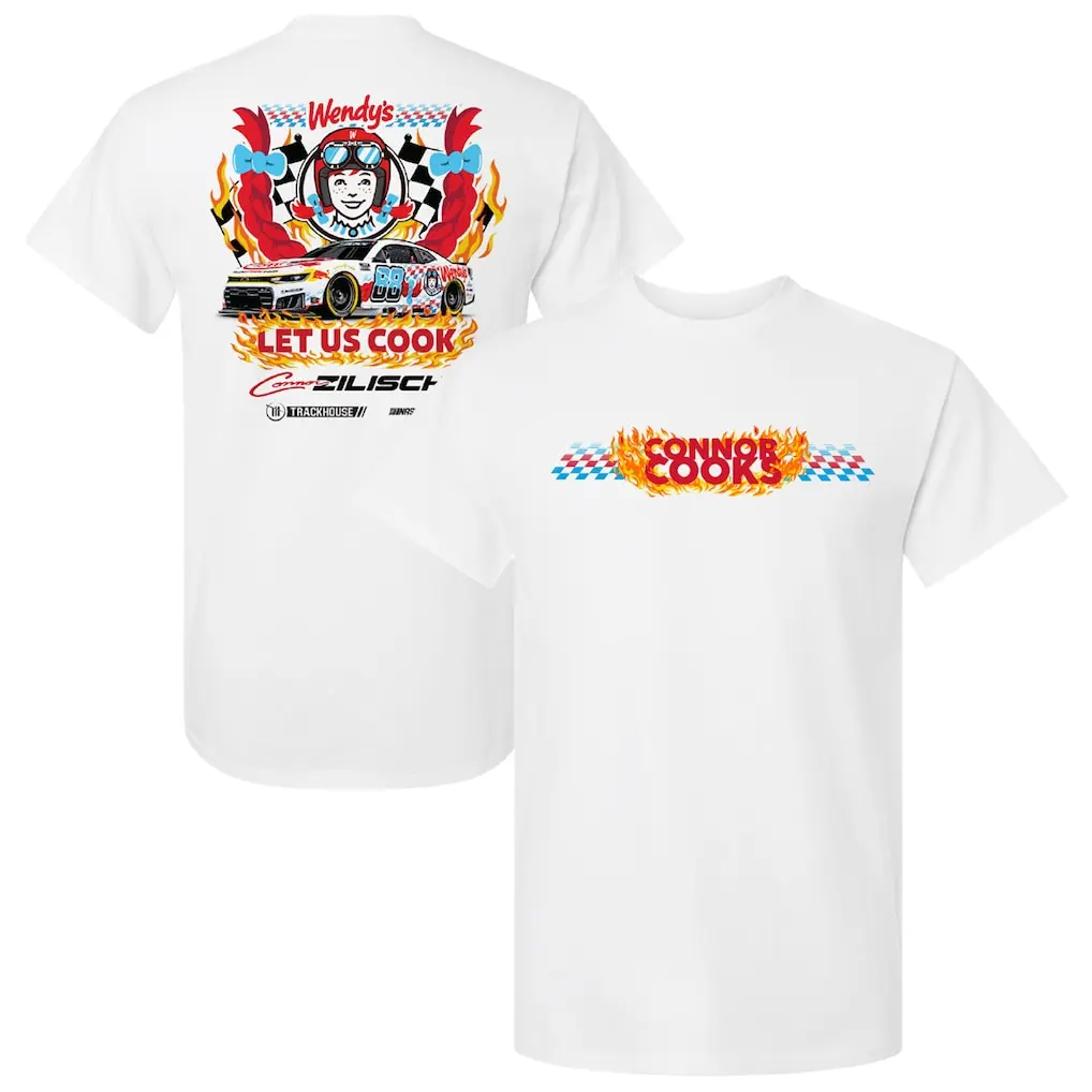Connor Zilisch No. 88 NASCAR Shirt Front and Back, Wendy’s Let Us Cook Racing Tee, Trackhouse Race Car T-Shirt, Fan Gift