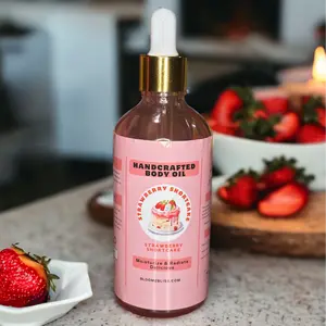 Handcrafted Strawberry Shortcake Body Oil: Your Ultimate Multi-purpose Oil for Nourished and Radiant Skin by Bloom2Bliss Lightweight Body Care Nourishing Smooth Silky Fragrance