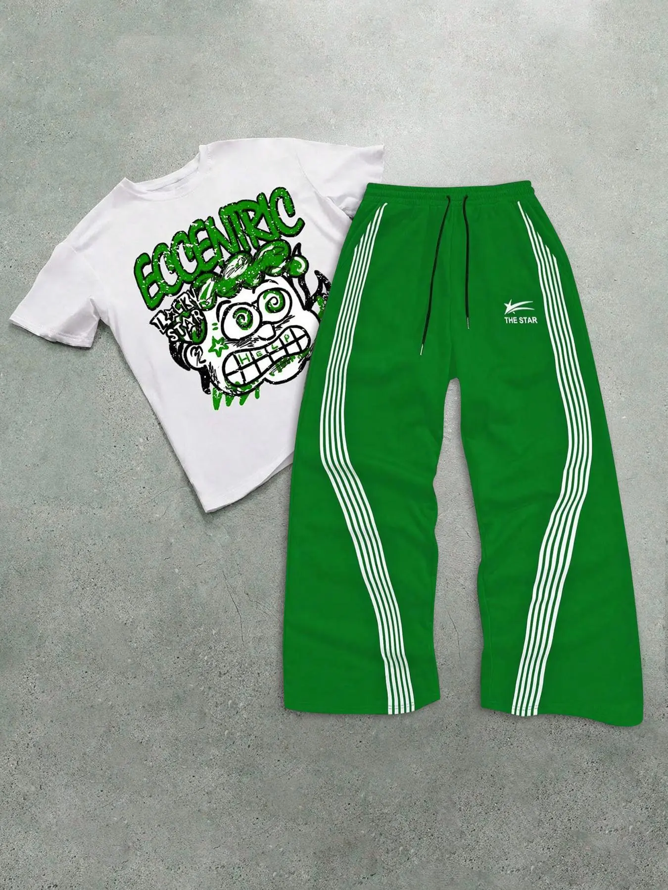 Two-Piece Set Men's Graphic Letter Print Tee & Tracksuit Pants, Regular Fit Round Neck Short Sleeve T-shirt & Trousers, Casual Top & Sweatpants, Casual Matching Sets, Men's Clothing for Summer, Jogging Set, Menswear