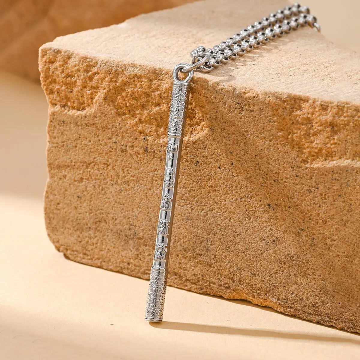 Unisex Sun Wukong Hoop Pendant Necklace - Chinese Style Geometric Stainless Steel Jewelry with Decorated Fashion Chain, Fashion Chain Decorated, Casual, Mythic Chinese Vibe, Graduation, Chain Jewelry Necklaces