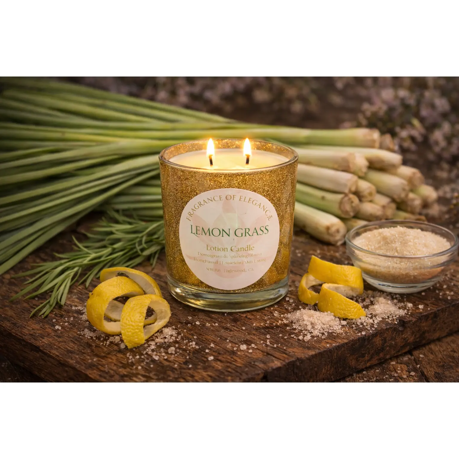 Lemon Grass Lotion Candle 15oz double wick 72 hour burn