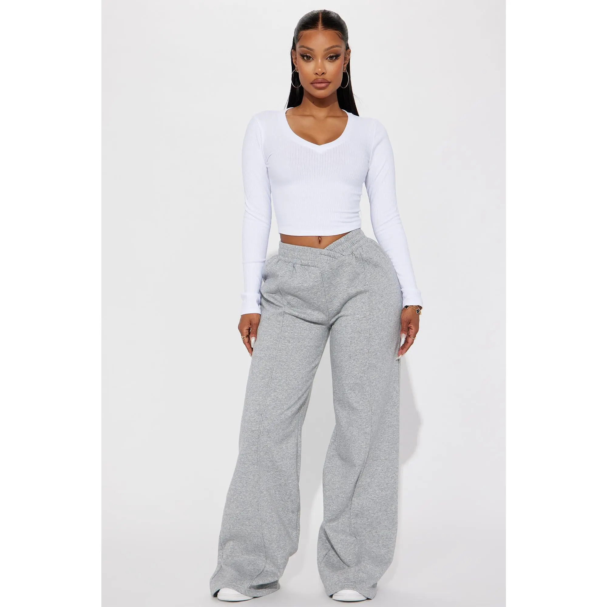 Cassandra Cross Over Lounge Pant - Heather Grey - TikTok Shop