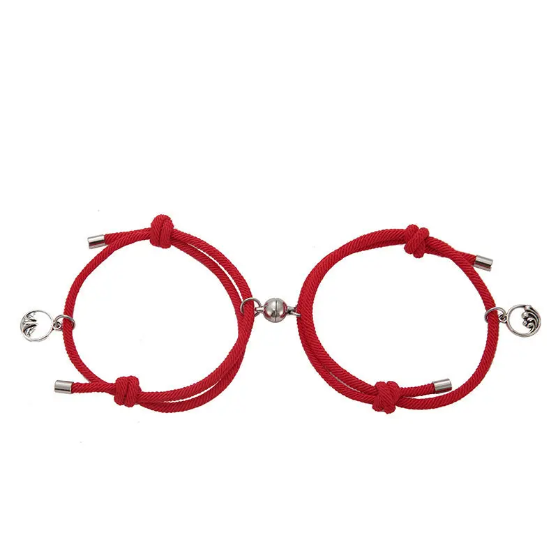 Alloy Eachother Couple Bracelet - Magnetic Distance Bracelet with Mountains & Rivers Charm - Adjustable & Lead-free - Perfect for Lovers