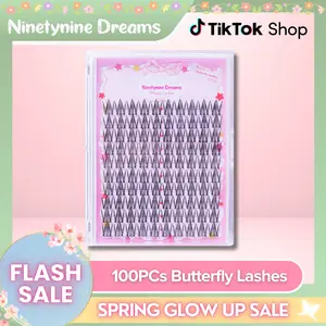 Ninetynine Dreams 100PCs Butterfly Lashes | 10–14mm C+ Curl Spiky Anime Manhua Style False Eyelashes, Waterproof Long-Lasting Reusable DIY Clusters — Ultra-Thin Band, Lightweight & Beginner Friendly Individual Trendy Douyin Makeup Eyelashes