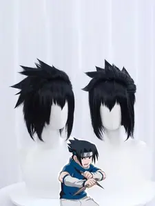 Naruto Sasuke Cosplay Wig, Short Hair Male Anime Student Full Head Set, Perfect for Costume Parties and Role Play Events
