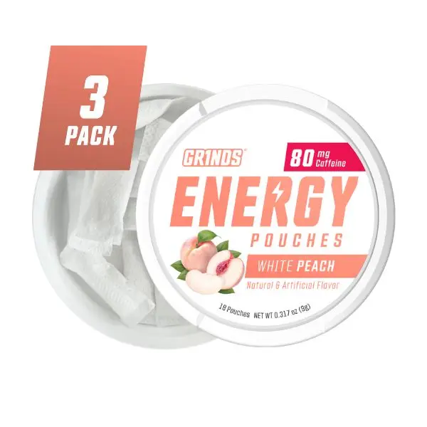 Grinds Energy Pouches - Peach (Pack of 3)