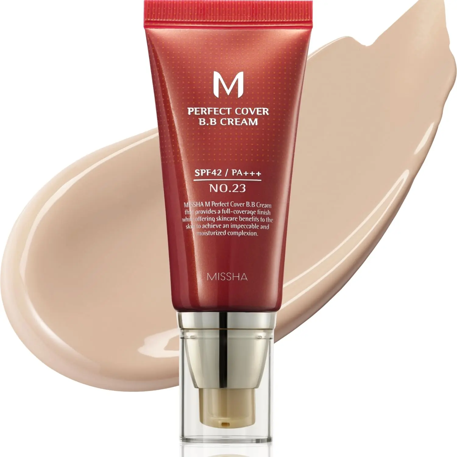 MISSHA M Perfect Cover BB Cream No.23 Natural Beige -Light/Medium with Cool/Neutral Undertone SPF 42 PA +++ 1.69 Fl Oz Tinted Moisturizer for Face with SPF Excellent Coverage for Dry Oily or Combination Skin - Makeup