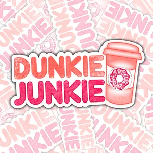 Dunkie Junkie Sticker ⎮ Trendy Sticker ⎮ Iced Coffee Sticker ⎮ Dunkin Stickers, Dunkin Donuts ⎮ MarissaDDesigns