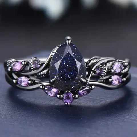 Elegant Water Drop Artificial Crystal Rings for Women Statement Ring, Stackable Ring Set Bride Engagement Ring, Perfect Birthday Anniversary Gift, Daily Wear Jewelry for Her, Vintage Crystal Ring, Unique Beautiful Rings
