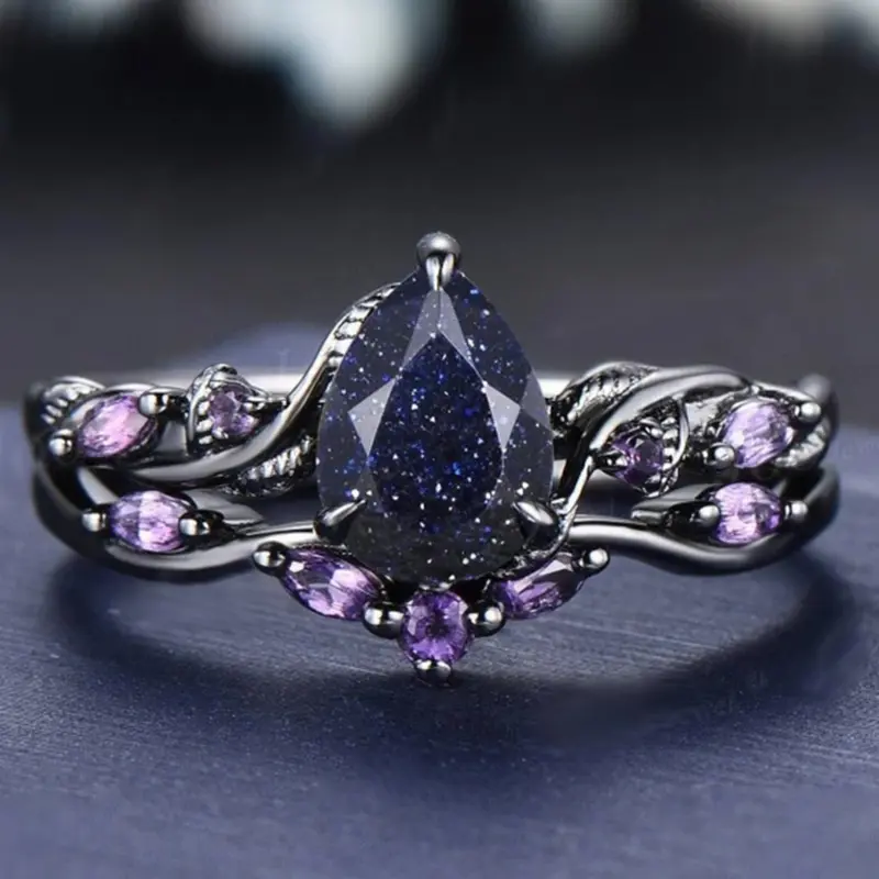 Elegant Water Drop Artificial Crystal Rings for Women Statement Ring, Stackable Ring Set Bride Engagement Ring, Perfect Birthday Anniversary Gift, Daily Wear Jewelry for Her, Vintage Crystal Ring, Unique Beautiful Rings