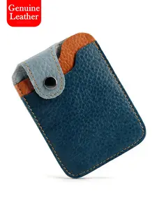 Men's Card Wallet Short Genuine Leather, Retro Bank Credit Card Holder, Minimalist Short Purse, Snap Coins Bag, Slim Wallets, Retirement Gift