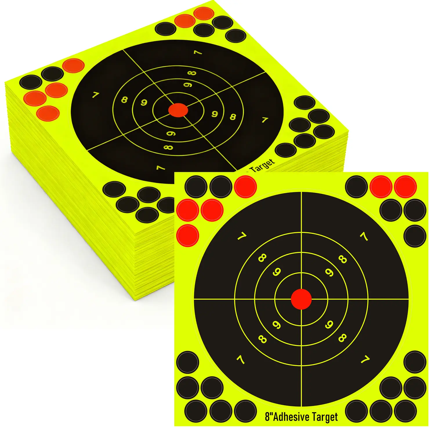 Shooting Target Stickers, 50-Pack 8x8 Inch Self-Adhesive Bull's Eye Paper for Versatile Outdoor Sports & Shooting Practice