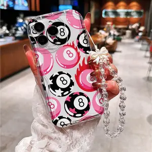Crystal Beaded Phone Case with Charm Tassel Shockproof Durable Precise Holes Y2K Aesthetic for iPhone11-17promax IPhone11/12/13/14/15/ Promax16/16Promax/16pro/16plus