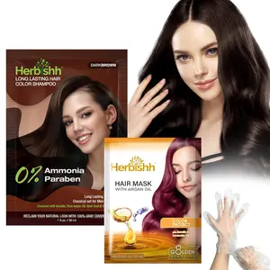 Hair Color Shampoo for Gray Hair–Natural Hair Dye Shampoo with Argan Hair Mask–Travel size-Colors Hair in Minutes–Long lasting colour–1pack –Ammonia-Free ( # Dark Brown)