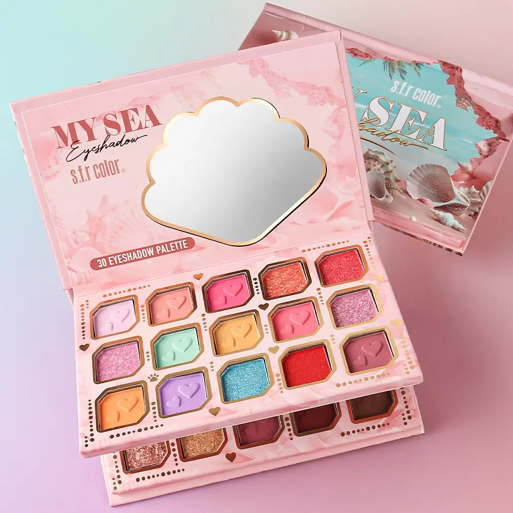s.f.r color MY SEA 30 Colors Foldable Eyeshadow Palette, Matte Shimmer Metallic Rainbow Nude Eyeshadow, High Pigmented Colorful  Shadow Makeup Palette for Festival Cosplay Daily Party  Makeup Vibrant Smokey Eyeshadow Palette shadoe eye Highly Pigmented Pa