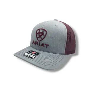 Ariat Shield/Lettering Logo Hat - Light Grey/Maroon