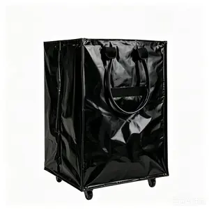 Large-capacity folding luggage bag with lid and wheels, also a trolley shopping bag.