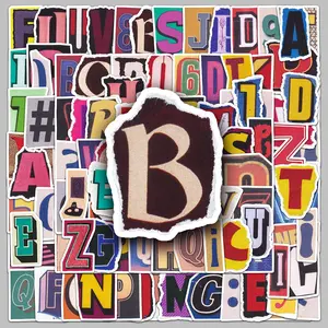Letter & Number Pattern Sticker, Letter Stickers, 100pcs/set Cartoon Graffiti Sticker, Waterproof Self Adhesive Decor Paper for Gift Greeting Card & Water Bottle & Bag