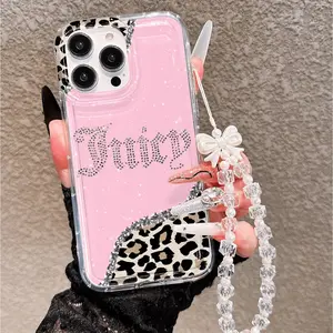 Transparent Leopard Print Air Cushion Case Cover with Lanyard for iPhone 17 Pro Max/17 Air/17 Pro/17/16/16 Pro/15 Pro Max/13 Pro Max/14 Pro Max, Shockproof