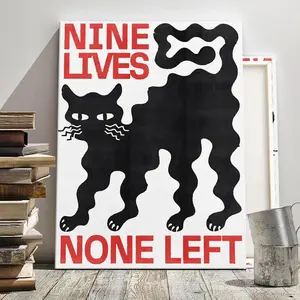 Black Cat Pattern Unframed Painting, Modern Art, Fashion Poster, Living Room Bedroom Decoration, Hallway Office Mural, Kitchen, Home Poster, Ideal Gift, Ornaments